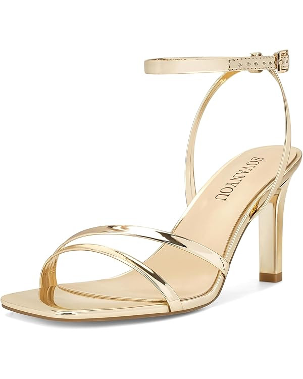 SOVANYOU Heeled Sandals for Women Dressy Square Open Toe Strappy High Heels with Ankle Strap for ... | Amazon (US)