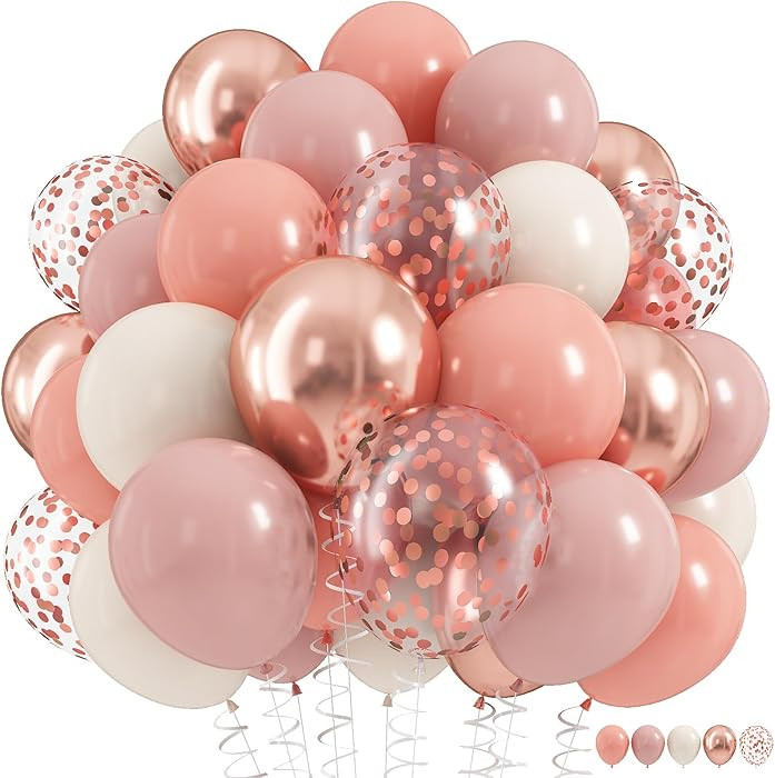 Dusty Pink Balloon Set, 60Pcs 12 Inch Retro Blush Pink White Sand Nude Latex Balloon with Metalli... | Amazon (US)