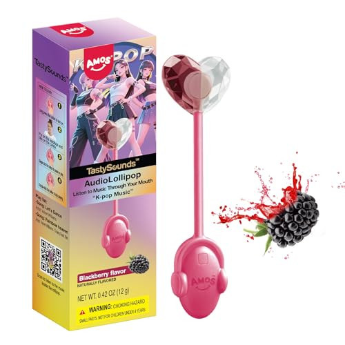 Amos Music Lollipop Candy, Audio Singing Lollipop with Korean Music, Individually Wrapped Wild Berry Flavor (1 Pack) | Unique Halloween & Holiday Gift for Music Lovers | Amazon (US)