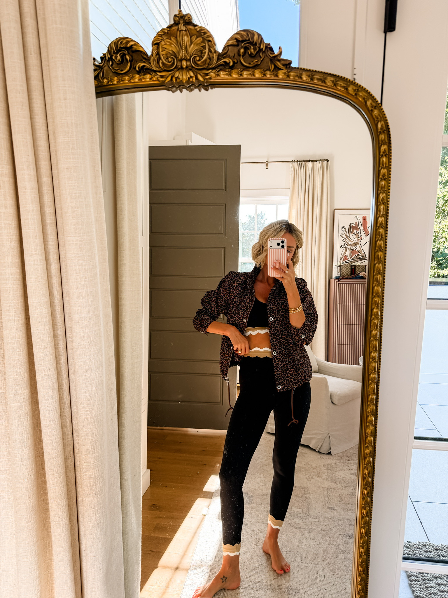 I bought this active set, and I have been obsessed ever since! Love the neutral stripes on the edges! I also love this leopard print jacket paired with it for extra warmth. Wearing M in top, S in leggings, & XS in the jacket! 

Loverly Grey, athleisure, activewear, active set, Anthropologie, leopard print, Pilates outfit 

 #LTKSeasonal #LTKActive