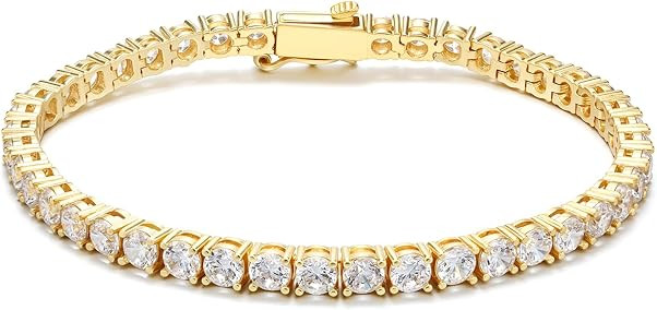 BREN 14K Gold/White Gold Plated CZ Tennis Bracelet, 6.5-7.5 Inch | Amazon (US)