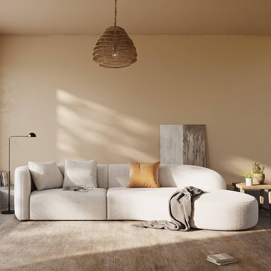 Acanva Modern Living Room Curved Sectional Sofa with Chaise, Upholstery L-Shaped Couch 2-Piece Se... | Amazon (US)