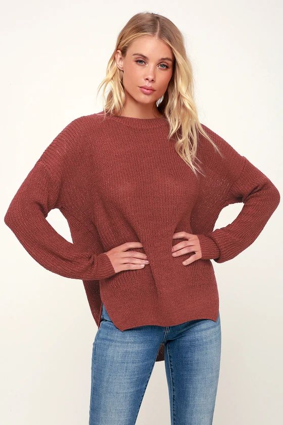 Alyssa Dark Mauve Knit Sweater | Lulus (US)