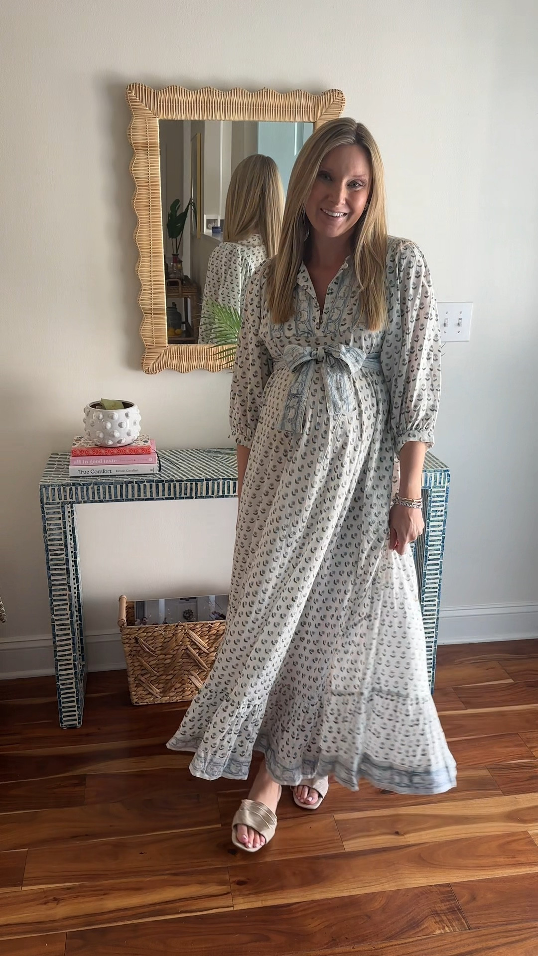 Date night outfit in the prettiest blue and green block print maxi dress that’s under $75!

#LTKStyleTip #LTKBump #LTKFindsUnder100