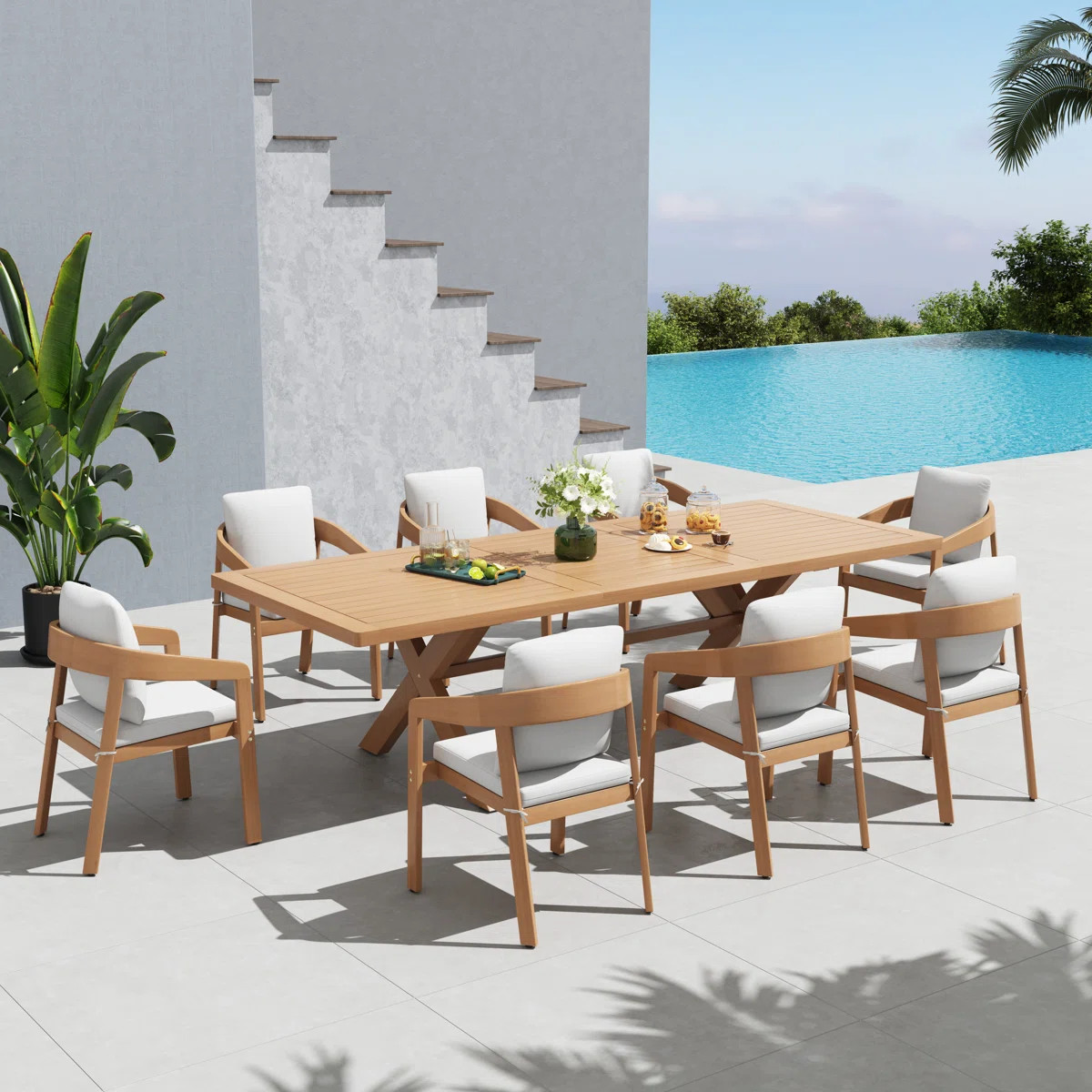 Outdoor Rectangular Dining Set With Cushions | Wayfair North America