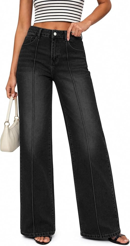 EMMIOL Wide Leg Jeans for Women High Waisted Straight Leg Jeans 2026 Trendy Stretchy Denim Pants ... | Amazon (US)