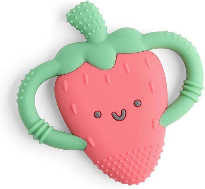 Itzy Ritzy Strawberry-Shaped Baby Teether with Handles; Silicone Teether for Babies with Easy-Gra... | Amazon (US)