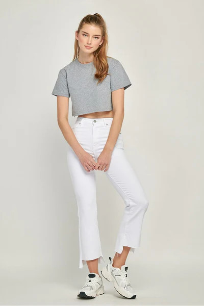 [HAPPI] WHITE CROPPED FLARE | Hidden Jeans