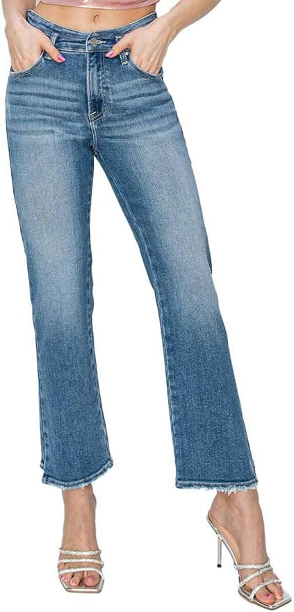 SALT TREE Risen Jeans - High Rise Slim Straight Jeans - RDP5647 | Amazon (US)