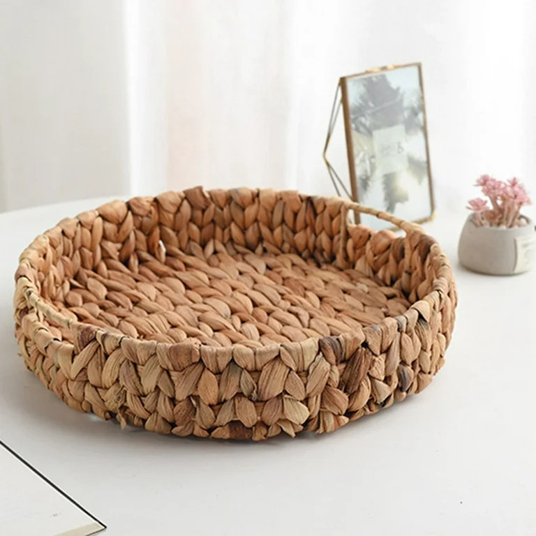 Woven Round Fruit Tray Handmade Natural Water Hyacinth Storage Baskets,D11.36"*H2.36" | Walmart (US)