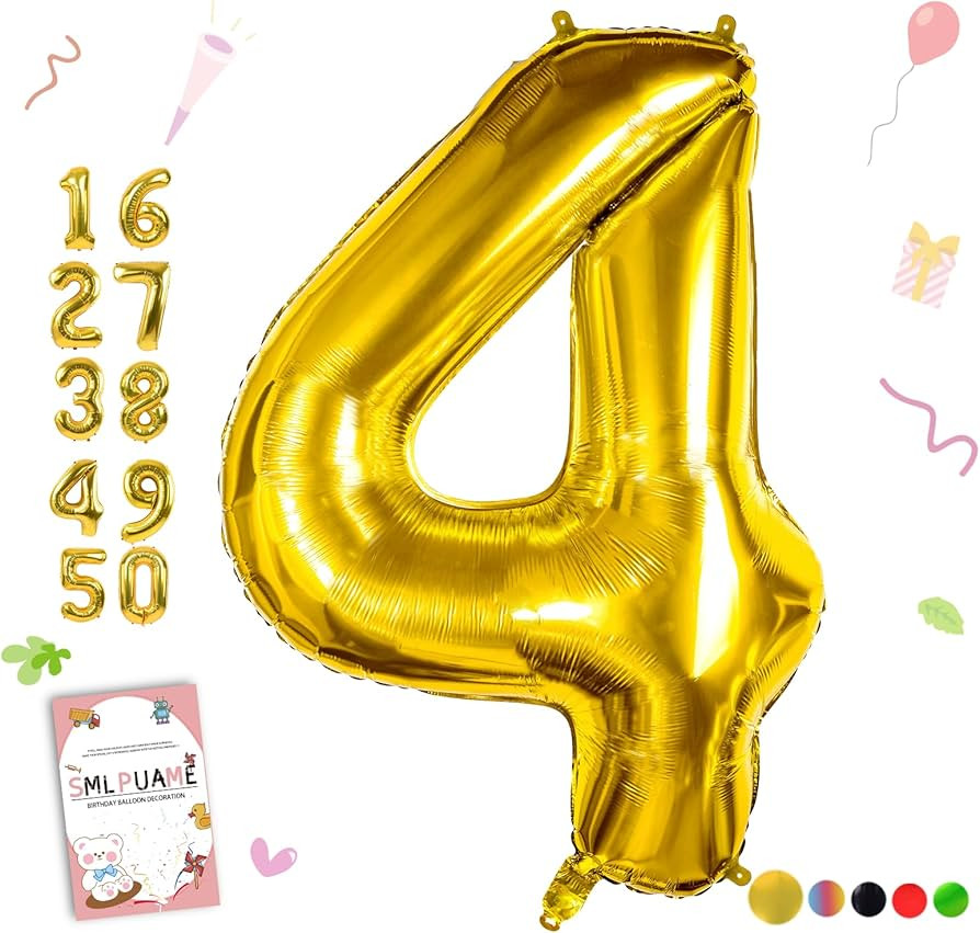 Smlpuame 40 inch Number Balloon 0-9 Gold Large Number 4 Balloons,Digital Balloons for Birthday Pa... | Amazon (US)
