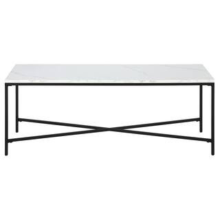 Meyer&Cross Henley 47.63 in. Blackened Bronze Rectangular MDF Coffee Table with Faux Marble Top C... | The Home Depot