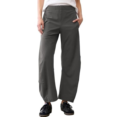 SeeLuNa Women Barrel Travel Pants Elastic Waistband Tapered Leg Baggy Mid Rise Work Trousers Loun... | Amazon (US)