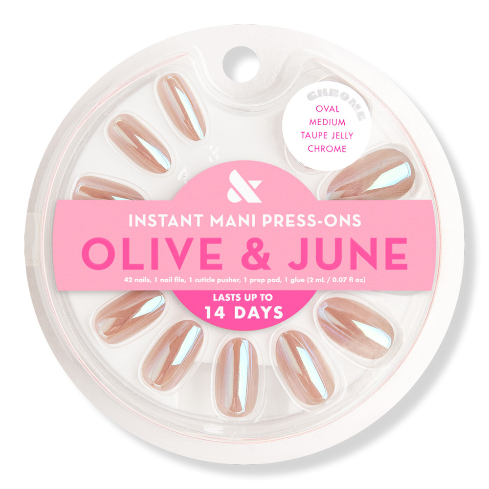 Olive & June Instant Mani Press-On Nails Taupe Jelly Chrome | Ulta