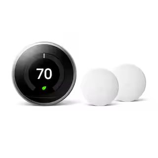 Google Nest Learning Thermostat - Smart Wi-Fi Thermostat Stainless Steel and Nest Temperature Sen... | The Home Depot