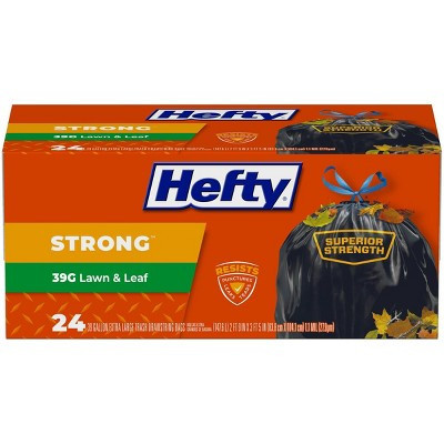 Hefty Strong Lawn & Leaf Drawstring Trash Bags - 39gal - 24ct | Target