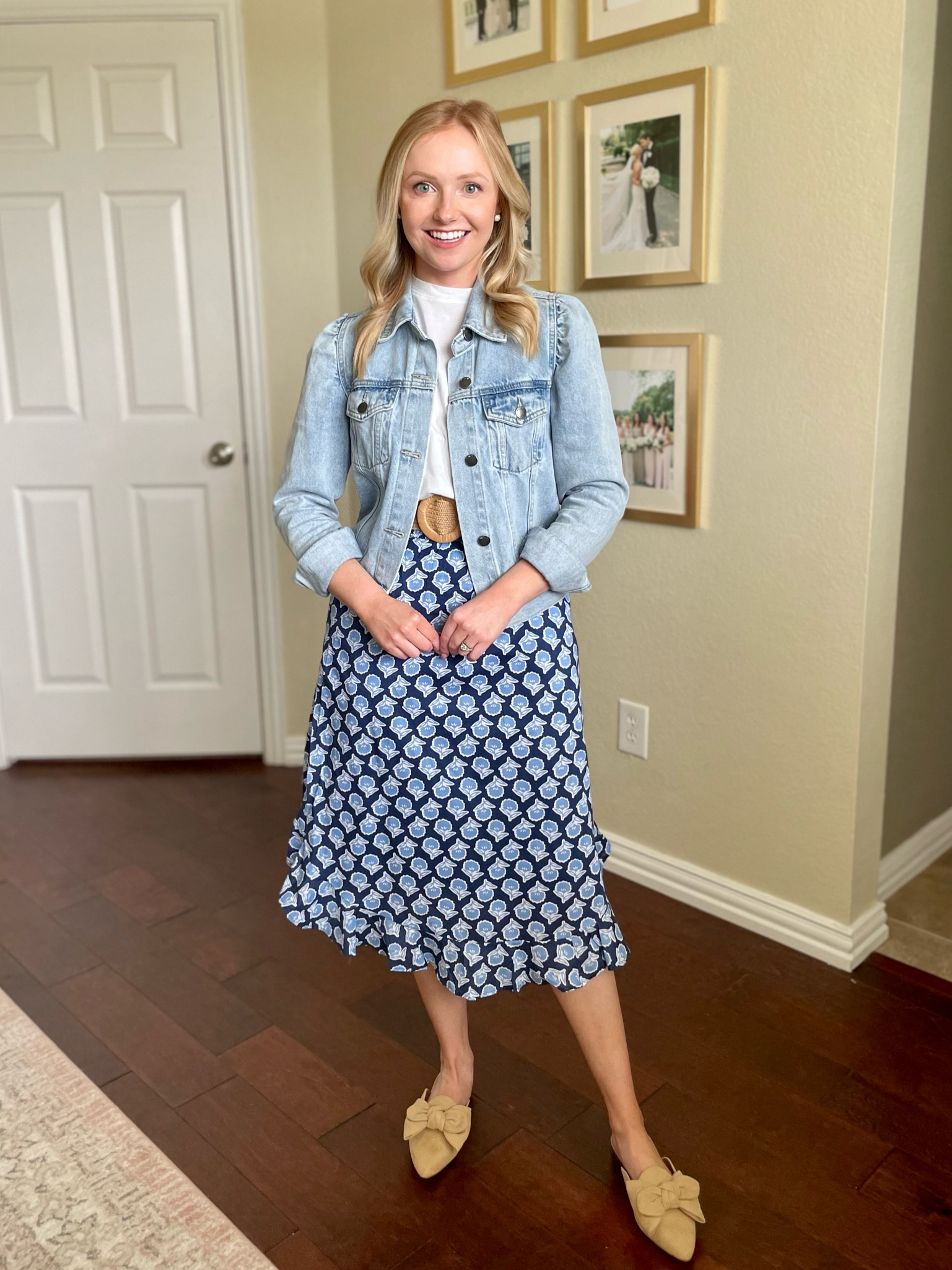 Wearing an XS in skirt and S in jacket | spring workwear, midi skirt, teacher outfit, work outfit, denim jacket, spring outfit 

#LTKworkwear #LTKSeasonal #LTKFind