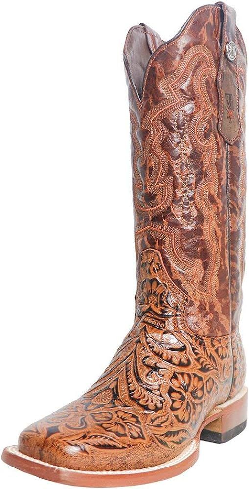 Tanner Mark Boots Women's Embossed Floral Hand Tool in Classic Cognac Cowgirl Boot Cognac 9 B | Amazon (US)