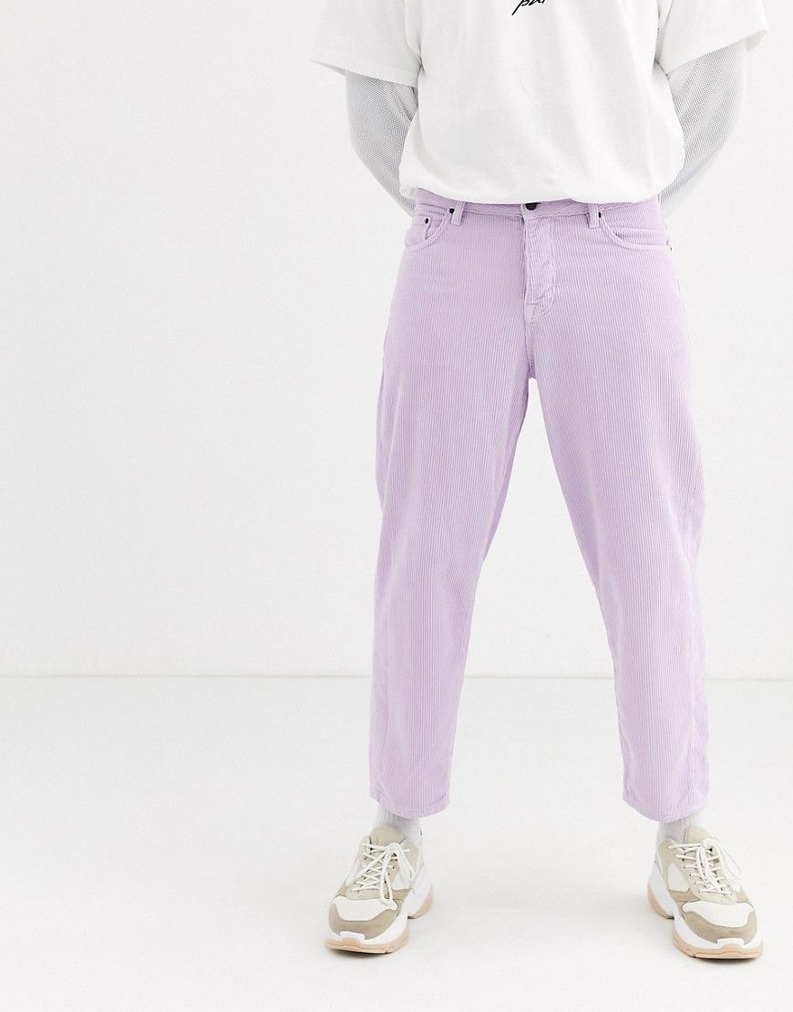 ASOS WHITE tapered cord pants in lilac-Purple | ASOS (Global)
