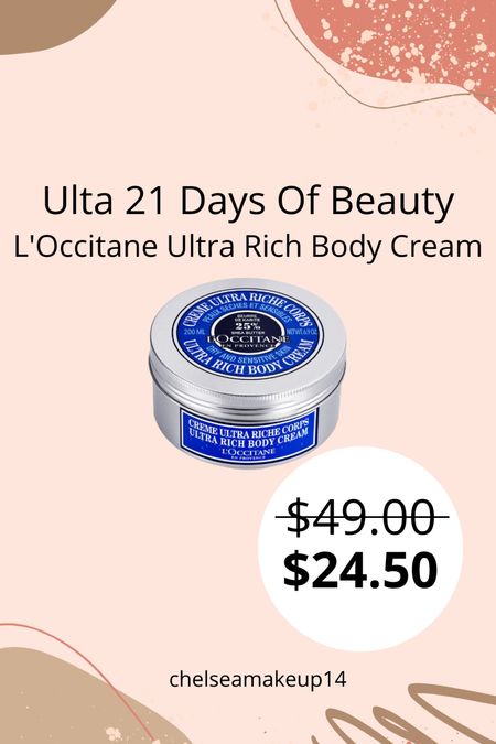 Ulta 21 Days Of Beauty // L’Occitane Ultra Rich Body Cream 

#LTKbeauty #LTKsalealert