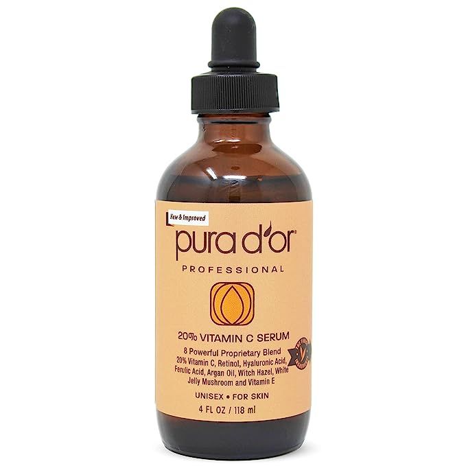 PURA D'OR 20% Vitamin C Serum Premium Professional Grade (4oz / 118mL) for Face & Eyes Most Compl... | Amazon (US)