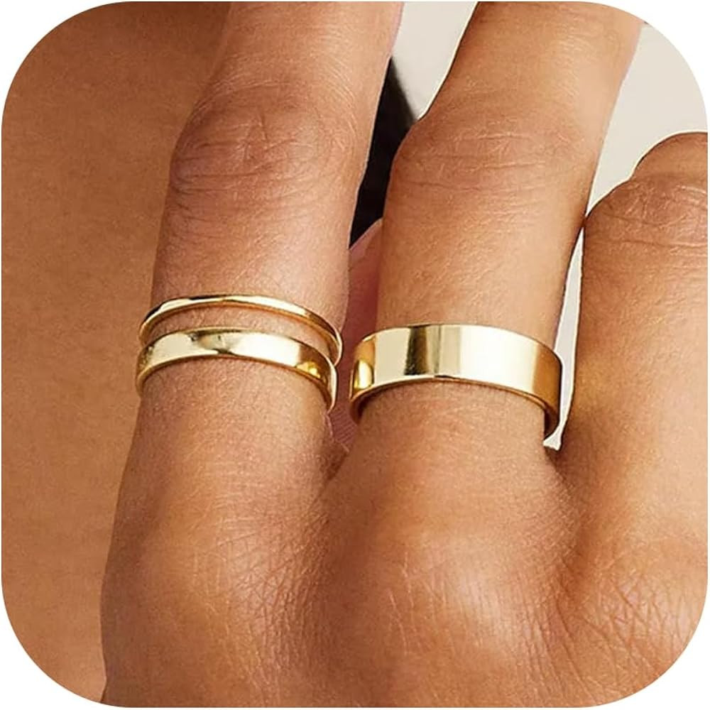 Florideco 3 PCS 14K Gold Filled Band Rings for Women Gold Stacking Stackable Band Thin Gold Thumb... | Amazon (US)