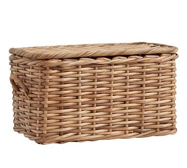 Aubrey Woven Large Basket With Lid - Natural | Pottery Barn (US)