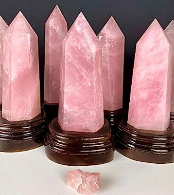 7-8" Tall, 2-2.4 lb Large Healing Crystal Point Tower, Hand crafted Natural Rose Quartz Crystal t... | Amazon (US)