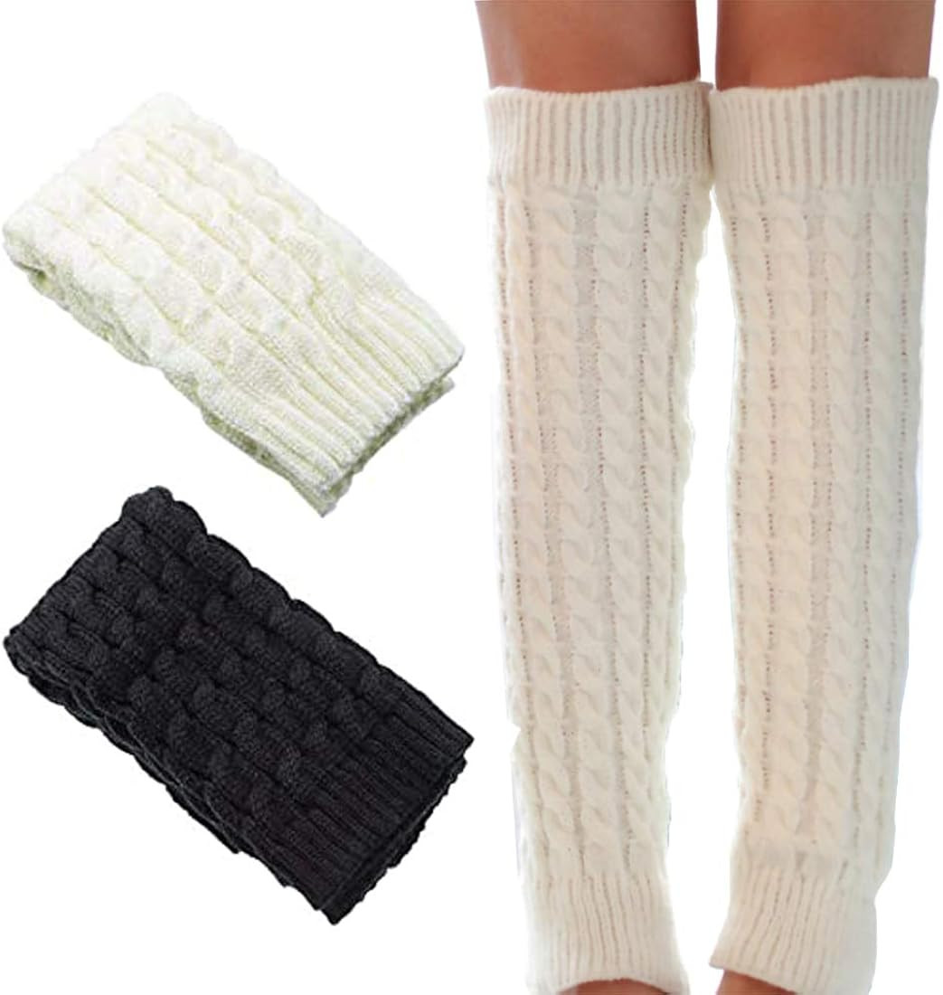 Cyleibe 2 Pairs Leg Warmer for Women, Cable Ankle Warmers, Boots Cuff Warmer Knitted Stretch Knee... | Amazon (UK)