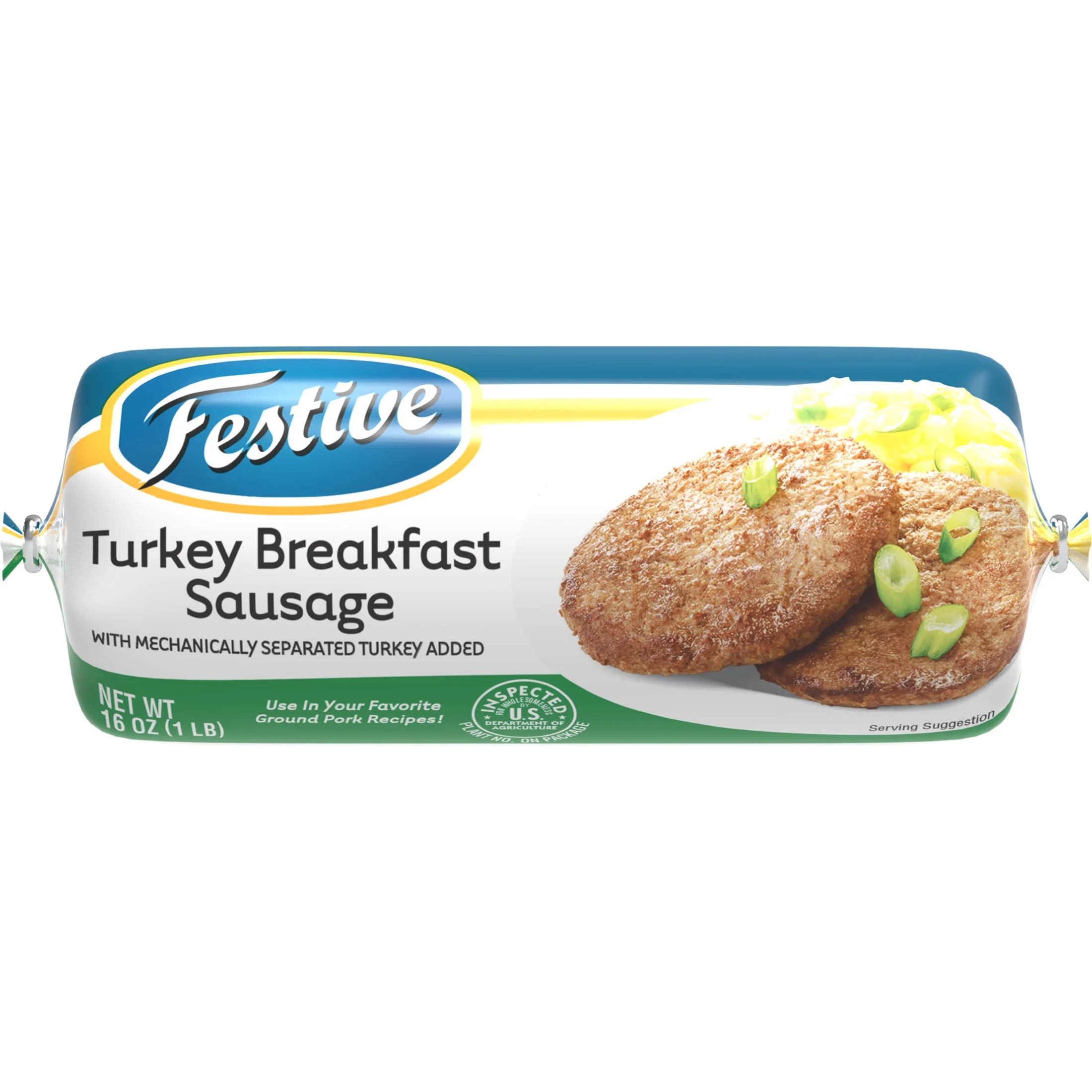 FESTIVE Turkey Breakfast Sausage, Frozen, 1 lb Roll | Walmart (US)