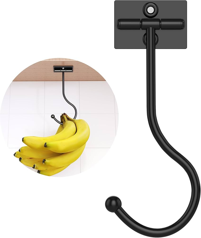Under Cabinet Banana Hook Foldable - Fold up with Magnets When Not in Use, Banana Hanger Adhesive... | Amazon (US)