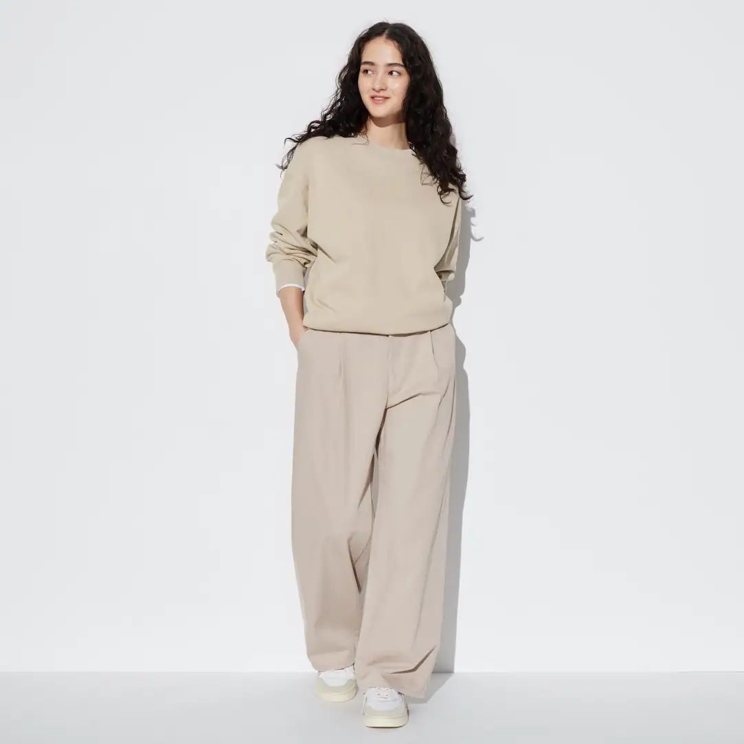 DRAPEY DENIM PLEATED TROUSERS | UNIQLO (UK)