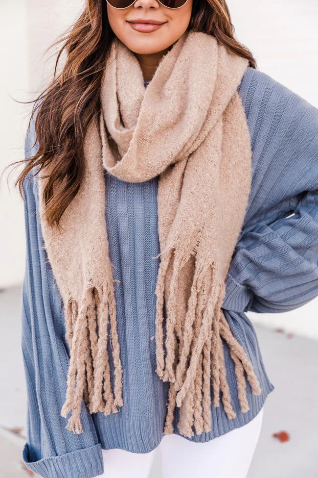 Perfect Snow Day Beige Fuzzy Scarf | The Pink Lily Boutique