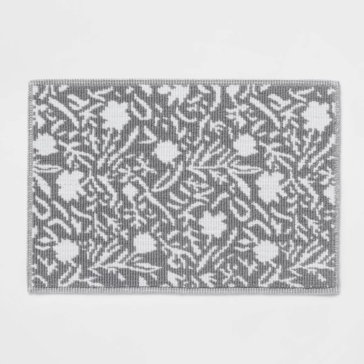 20"x30" Performance Plus Bath Rug Gray Floral - Threshold™: Cotton Woven, Machine Washable, OEK... | Target
