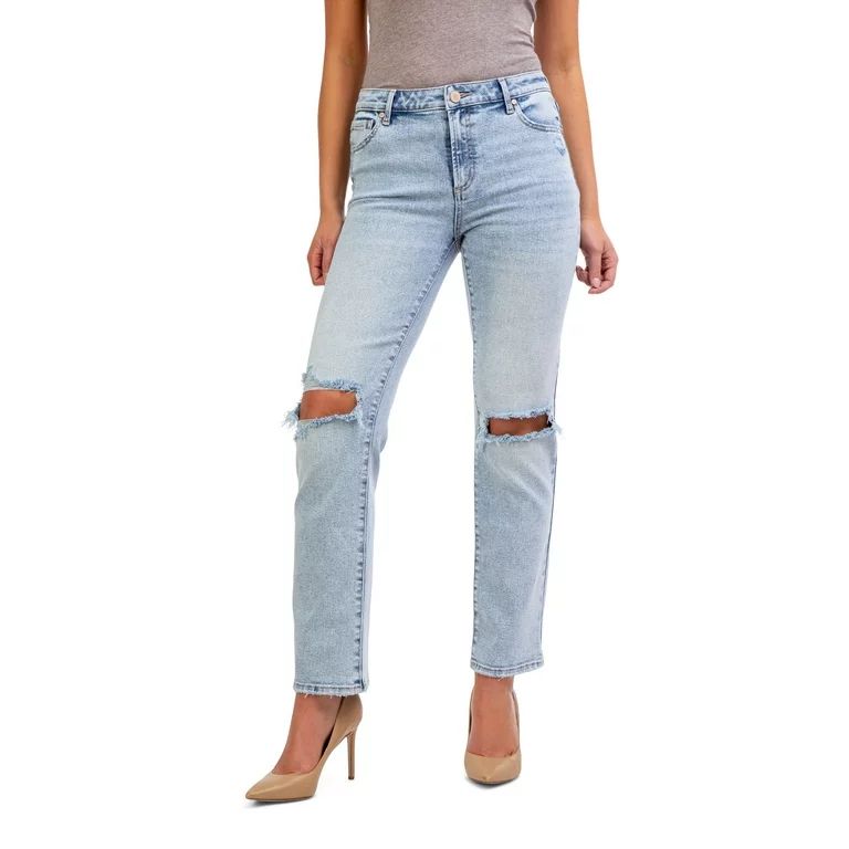 Jordache Women's High Rise Straight Leg Jeans - Walmart.com | Walmart (US)