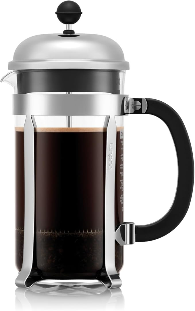 Bodum 34oz Chambord French Press Coffee Maker, High-Heat Borosilicate Glass, Polished Stainless S... | Amazon (US)