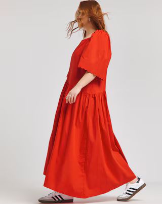 Native Youth Red Tiered Asymmetric Midaxi Dress | Simply Be (UK)