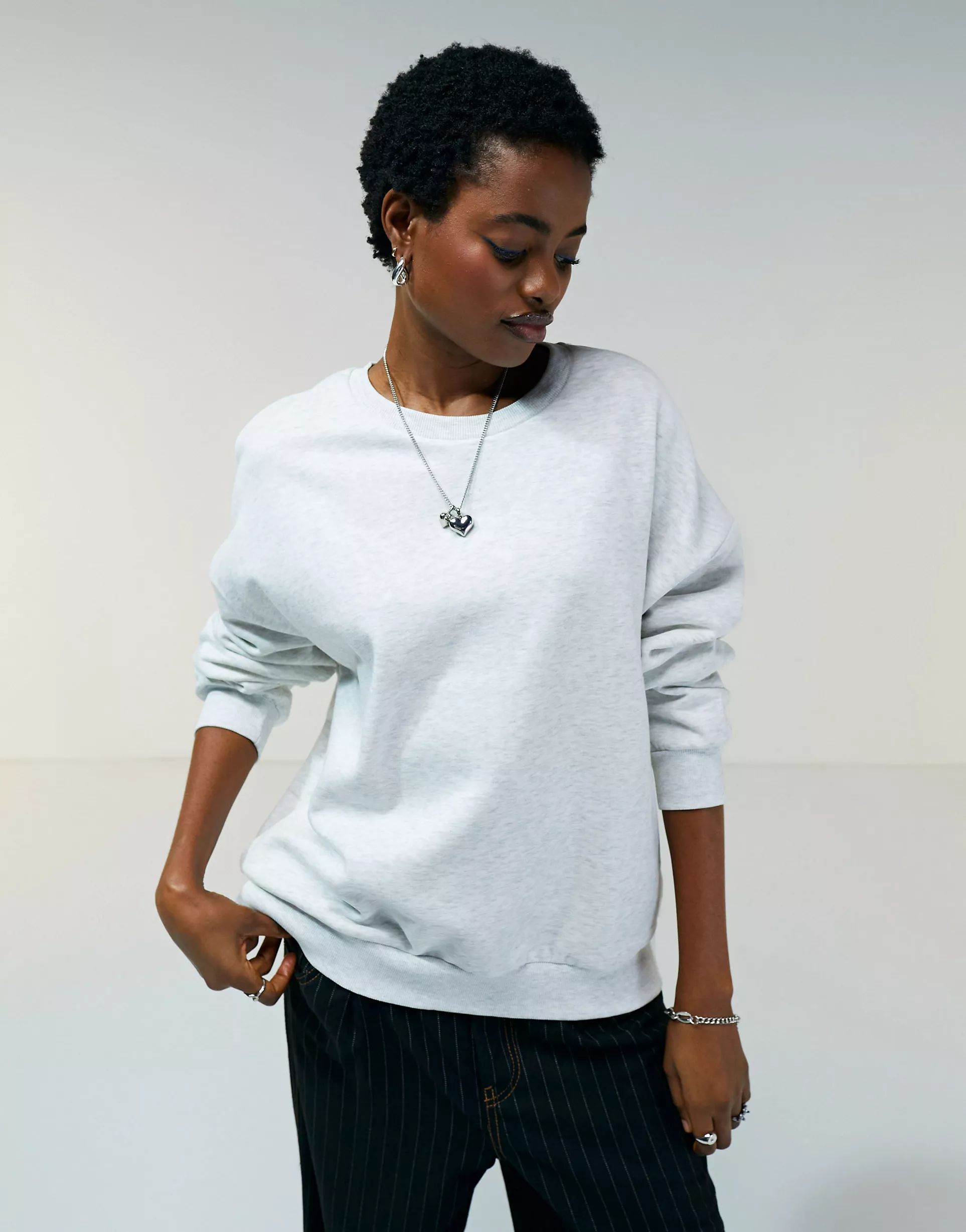 ASOS DESIGN oversized sweatshirt co-ord in ice marl | ASOS (Global)