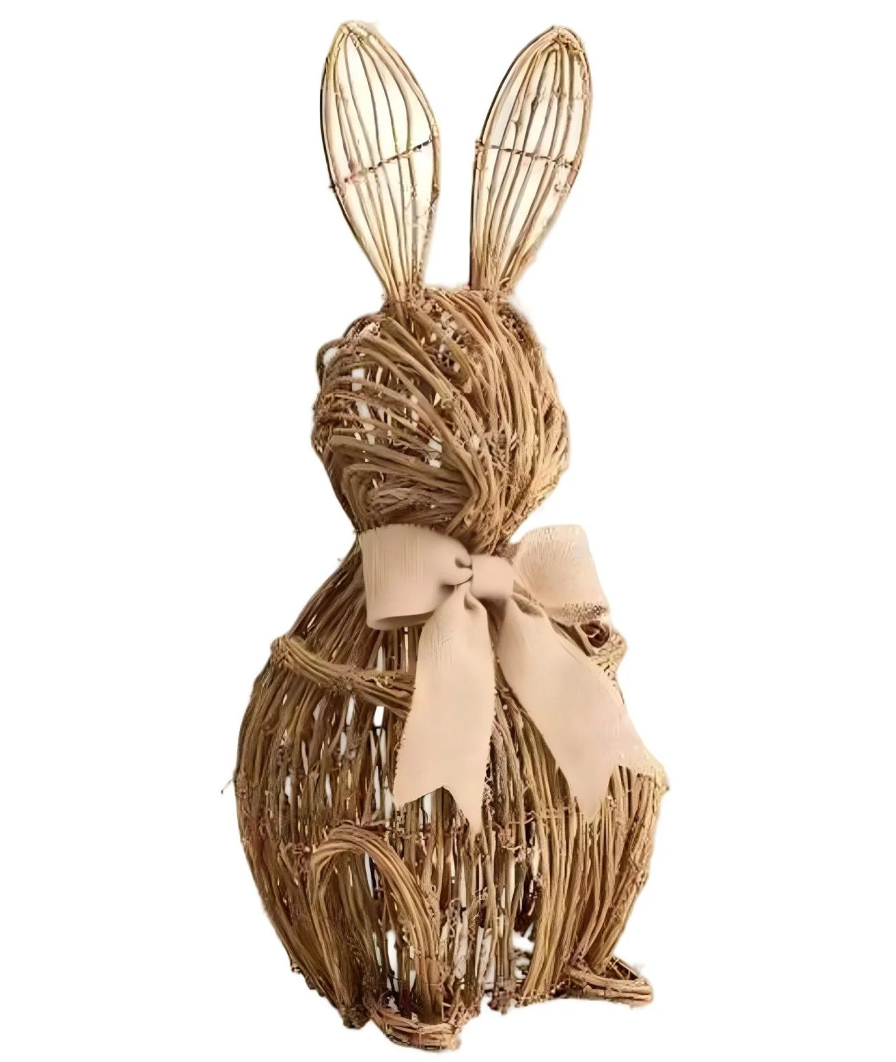 Rattan Bunny with Bow Easter Decor, 19" Table Wicker Bunny Easter Decorations Spring Bunnies Deco... | Walmart (US)