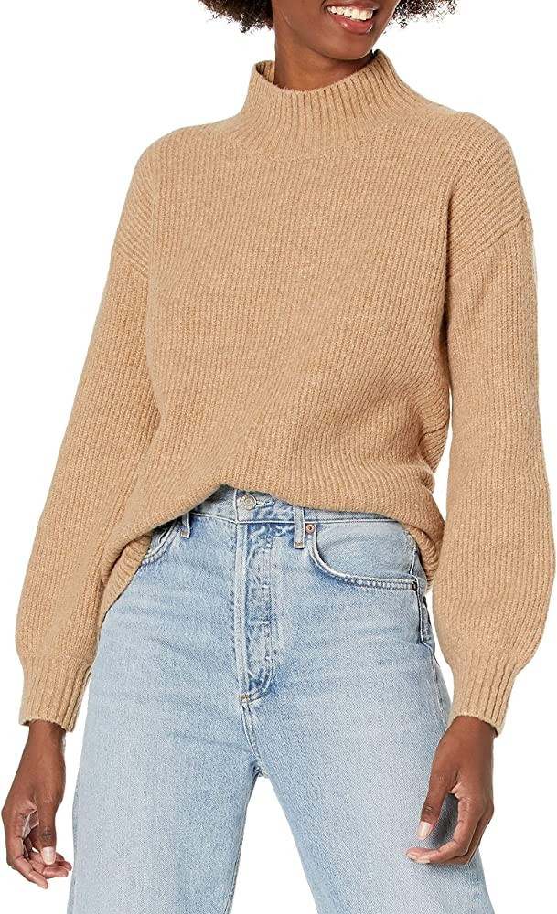 Goodthreads Women's Boucle Shaker Stitch Balloon-Sleeve Sweater | Amazon (US)