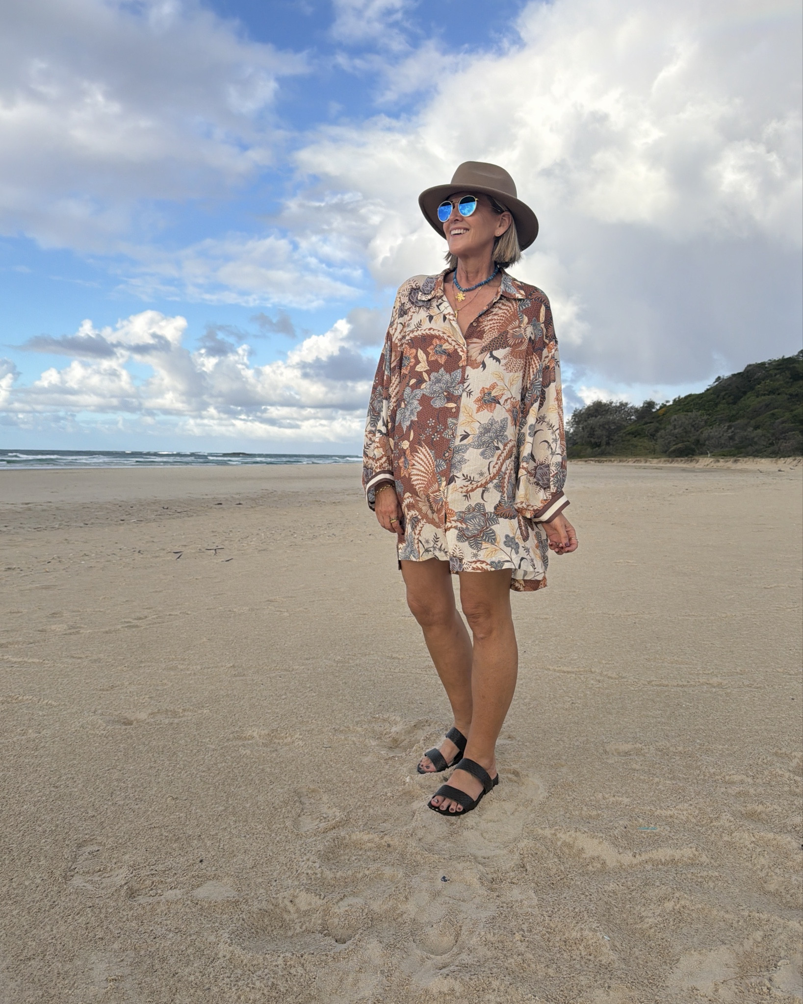 Wearing size L in the dress (could size down)

Hat: Will and Bear (code STYLINGYOU)
Sunnies: Ray Ban
Blue Necklace: Briwok
Gold necklace: Carly Paiker x @catsanz 
Slides: COAST. by @frankie4 Venice in chocolate emboss

#LTKover50style #LTKaustralia #LTKmidsize