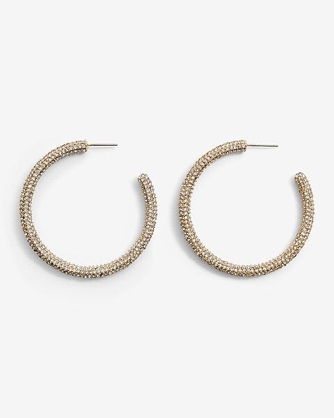 Rhinestone Embellished Hoop Earrings | Express
