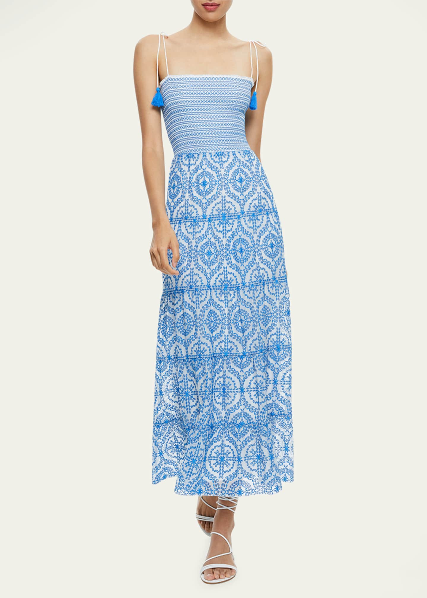 Alice + Olivia Marna Embroidered Tiered Tie-Strap Maxi Dress | Bergdorf Goodman