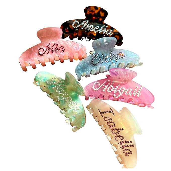 Custom Name Hair Claw Clips - Personalized Rhinestone Pearl Hair Clips | Bridesmaid Proposal Gift... | Amazon (US)