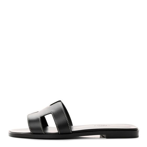 Box Calfskin Oran Sandals 35.5 Black | FASHIONPHILE (US)