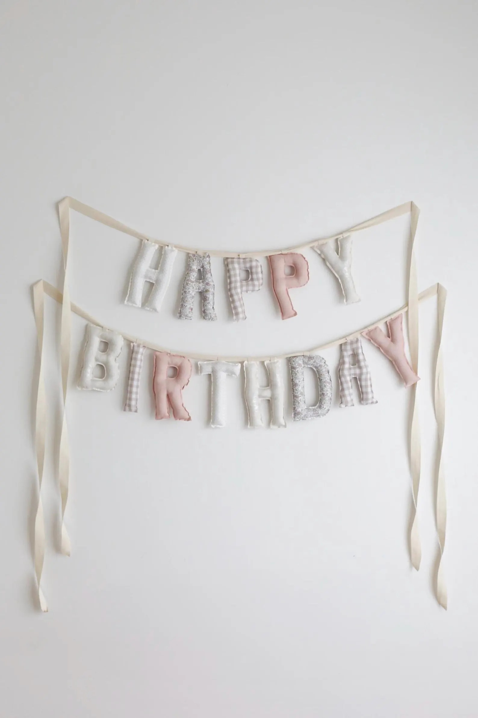 Handmade Happy Birthday Puffy Letter Garland | Blush Floral Boho Nursery Decor | Etsy (Global)