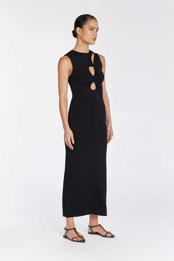 MONIQUE BLACK KNIT MIDI DRESS | DISSH