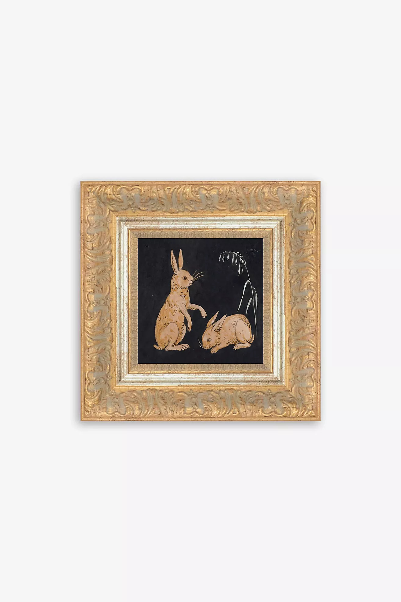 Two Hares on Black Wall Art | Anthropologie (US)