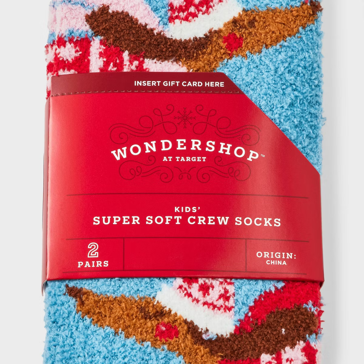 Kids' 2pk Dogs & Hearts Cozy Crew Socks with Gift Card Holder - Wondershop™ Blue | Target