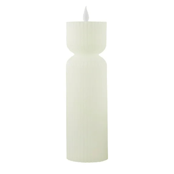 Home Decor Collection LED Flameless 9.45" Fluted Figural Ivory Wax Tabletop Candle | Walmart (US)